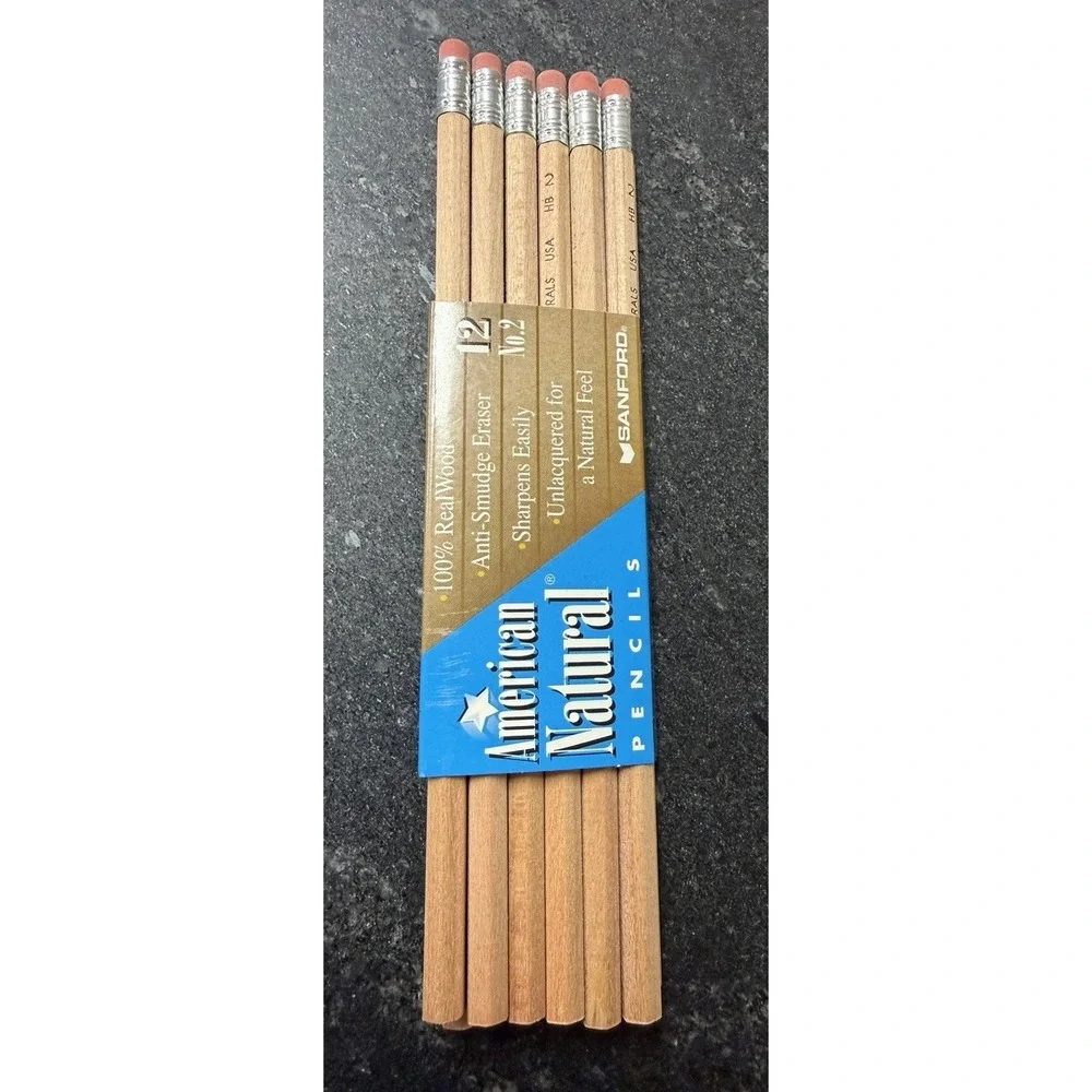 Vintage Sanford American‎ Natural No. 2 HB Pencils - 60 Count Box - NOS USA Made